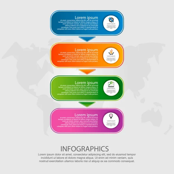 Modern vektör çizim. Dört elementin, oklar dikdörtgenin Infographic şablonu. Adım adım. İş, sunumlar, web tasarım, zaman çizelgesi öğeleri, 4 adımlar ile diyagramları için tasarlanmış — Stok Vektör