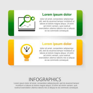 Modern vektör çizim 3d. İki adım ve bir resim beş dikdörtgenin bir Infographic şablonu. İş sunumları, eğitim, 2 adım ile web tasarım diyagramları için kullanın. Adım adım