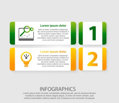 Modern vektör çizim 3d. İki adım ve bir resim beş dikdörtgenin bir Infographic şablonu. İş sunumları, eğitim, 2 adım ile web tasarım diyagramları için kullanın. Adım adım