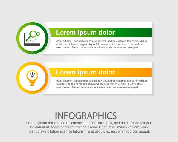 Modern vektör çizim. İki öğe, daireler ve metin Infographic şablonu. Adım adım. İş, sunumlar, web tasarım, 2 adım diyagramları için tasarlanmış.