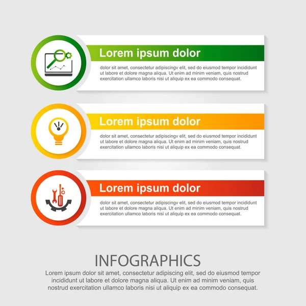 Modern vektör çizim. Üç öğe, daireler ve metin Infographic şablonu. Adım adım. İş, sunumlar, web tasarım, 3 adımda diyagramları için tasarlanmış.