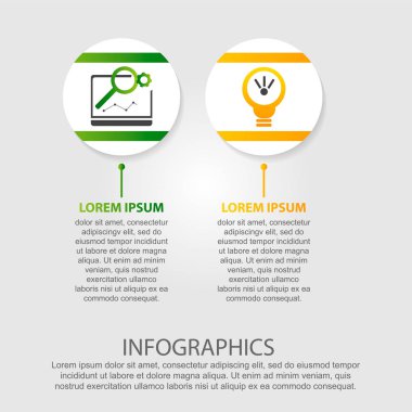 Modern vektör çizim 3d. Şablon çevrelerin iki öğe ile infographics. İş, sunumlar, web tasarım, 2 adım diyagramları için tasarlanmış. Kavram adım adım.