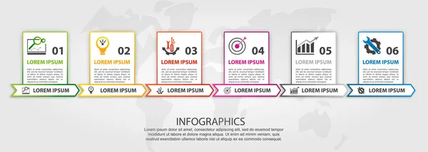 Vector Illustration Infographic Template Steps Image Six Rectangles Use Business — Stock Vector