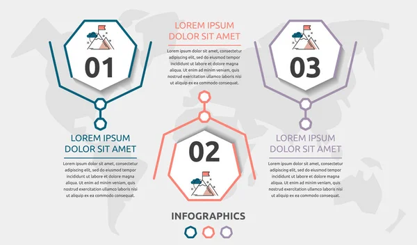 Plantilla Infografía Plana Vectorial Heptágono Línea Con Texto Iconos Para — Vector de stock