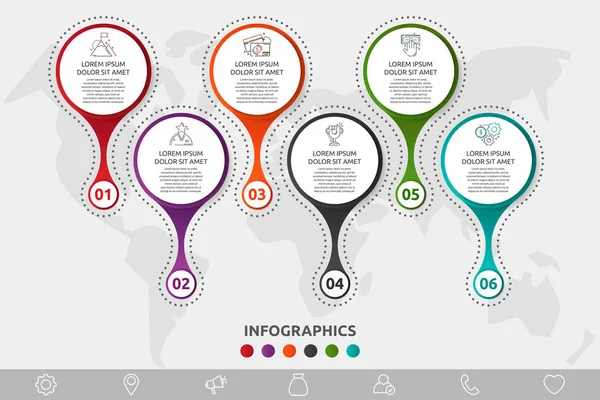 Infográficos Círculo Modelo Vetorial Conceito Negócio Com Opções Peças Seis — Fotografia de Stock Grátis