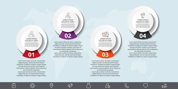 Vektorová Šablona Kruhová Infografika Obchodní Koncept Možnostmi Díly Čtyři Kroky — Stockový vektor