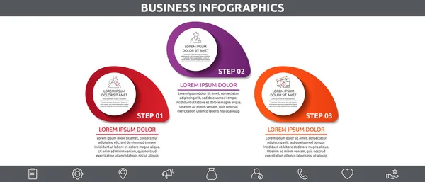 Vektorvorlagen Kreis Infografiken Geschäftskonzept Mit Optionen Und Teilen Drei Schritte — Stockvektor