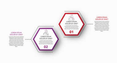 İki pentagonlu vektör bilgisi. İki diyagram, grafik, akış şeması, zaman çizelgesi, pazarlama ve sunum için kullanılır. Yaratıcı iş kavramı adım adım