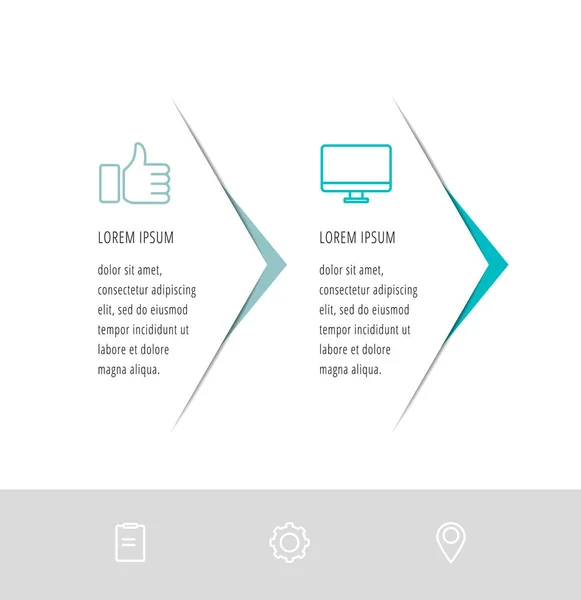 Vector Infografische Sjabloon Twee Pijlen Met Pictogrammen Labels Bedrijfsconcept Voor — Stockvector