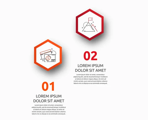 Infografía vectorial con 2 hexágonos. Utilizado para dos diagramas, gráfico, diagrama de flujo, línea de tiempo, marketing, presentación. Concepto de negocio creativo paso a paso — Vector de stock