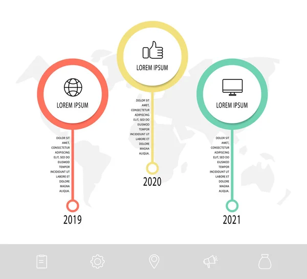 Infografie Vektorové Šablony Obchodní Koncept Možnostmi Díly Tři Kroky Pro — Stockový vektor