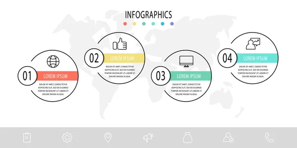 Vector Șablon Cerc Infografic Conceptul Afaceri Opțiuni Părți Patru Pași — Vector de stoc