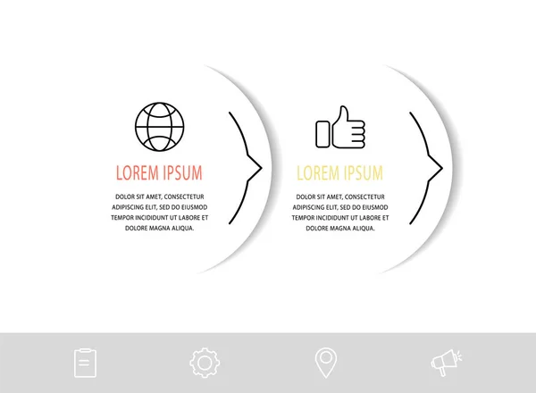 Infografía Vectorial Plantilla Plana Forma Con Flecha Para Dos Diagramas — Vector de stock