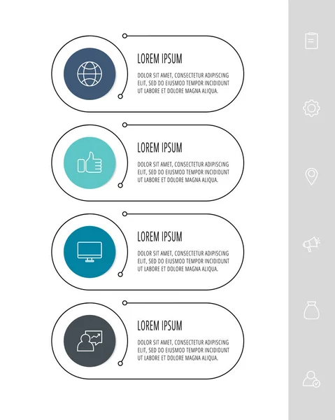 Vector Plat Șablon Cerc Infografic Conceptul Afaceri Opțiuni Părți Patru — Vector de stoc