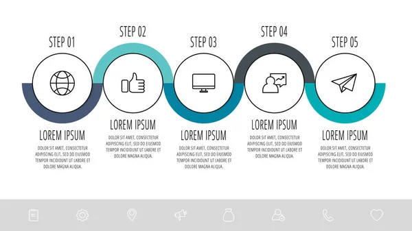 Vector Plano Plantilla Círculo Infografías Concepto Negocio Con Opciones Etiquetas — Vector de stock