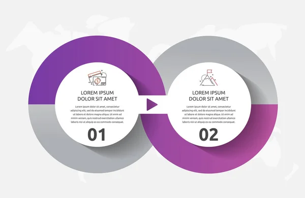 Infografías de círculo de plantilla vectorial. Concepto de negocio con 2 opciones y piezas. Dos pasos para diagramas, diagrama de flujo, línea de tiempo — Vector de stock