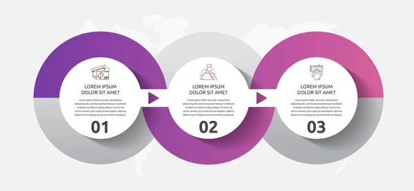 Infografías de círculo de plantilla vectorial. Concepto de negocio con 3 opciones y piezas. Tres pasos para el contenido, diagrama de flujo, línea de tiempo, niveles — Vector de stock