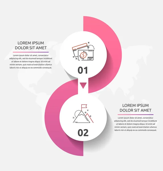 Infografías de círculo de plantilla vectorial. Concepto de negocio con 2 opciones y piezas. Dos pasos para diagramas, diagrama de flujo, línea de tiempo — Vector de stock