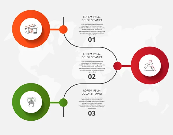 Infografías Círculo Plantilla Vectorial Concepto Negocio Con Opciones Piezas Tres — Vector de stock