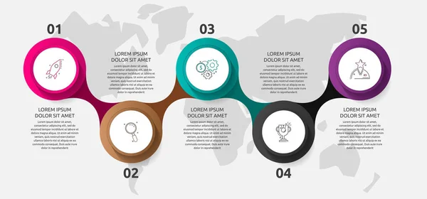 Vektor Sablon Kör Infografika Üzleti Koncepció Lehetőséggel Alkatrészekkel Lépés Grafikonhoz — Stock Vector