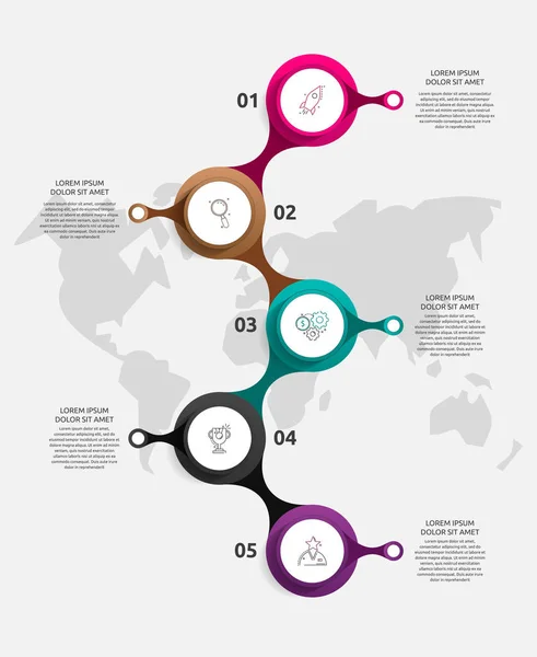 Infografika Szablonu Wektorowego Koncepcja Biznesowa Opcjami Częściami Pięć Kroków Dla — Wektor stockowy