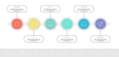 Vektör şablonu bilgi grafikleri. 6 seçenek ve etiketli iş konsepti. İçerik, grafik, diyagram ve slayt gösterisi için altı adım