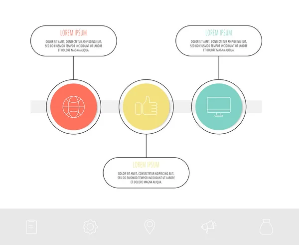 Vector Template Circle Infographics Business Concept Options Labels Three Steps — Stock Vector