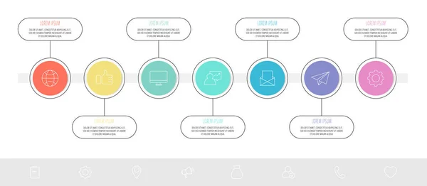 Διανυσματικός Κύκλος Infographics Επιχειρηματική Ιδέα Επιλογές Και Ετικέτες Επτά Βήματα — Διανυσματικό Αρχείο