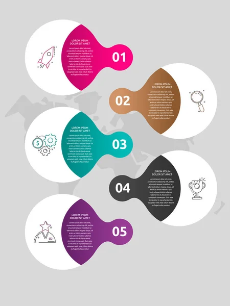 Vektorvorlagen Kreis Infografiken Geschäftskonzept Mit Optionen Und Etiketten Fünf Schritte — Stockvektor