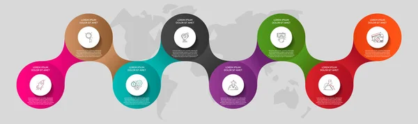 Vektorvorlagen Kreis Infografiken Geschäftskonzept Mit Optionen Und Teilen Acht Schritte — Stockvektor