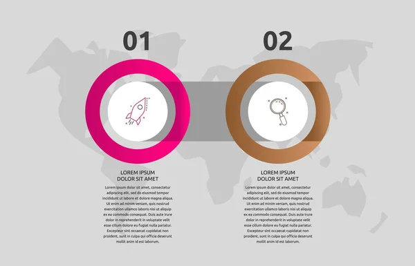 Vektor Sablon Kör Infografika Üzleti Koncepció Lehetőséggel Alkatrészekkel Két Lépés — Stock Vector