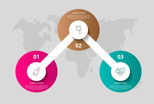 Infografie Vektorové Šablony Obchodní Koncept Možnostmi Díly Tři Kroky Pro — Stockový vektor