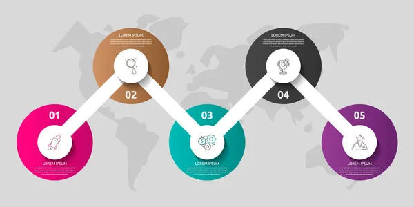 Vektor Sablon Kör Infografika Üzleti Koncepció Lehetőséggel Alkatrészekkel Lépés Grafikonhoz — Stock Vector