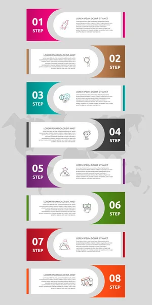 Infografías Etiquetas Plantilla Vectorial Concepto Negocio Con Opciones Etiquetas Ocho — Archivo Imágenes Vectoriales