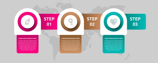 Διανυσματικός Κύκλος Infographics Επιχειρηματική Ιδέα Επιλογές Και Ετικέτες Τρία Βήματα — Διανυσματικό Αρχείο