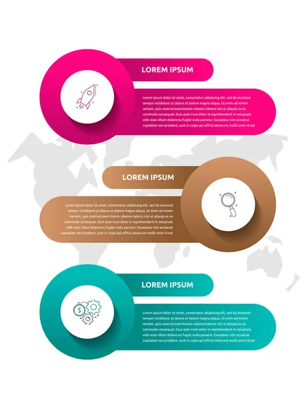 Infografie Vektorové Šablony Obchodní Koncept Možnostmi Díly Tři Kroky Pro — Stockový vektor