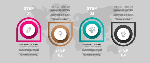 Διανυσματικός Κύκλος Infographics Επιχειρηματική Ιδέα Επιλογές Και Ετικέτες Τέσσερα Βήματα — Διανυσματικό Αρχείο