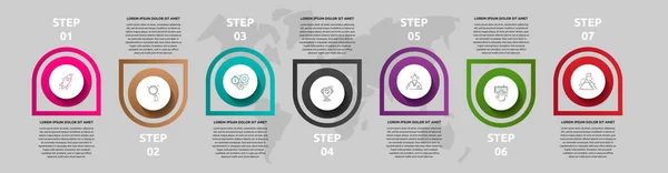 Modèle Vectoriel Cercle Infographies Concept Entreprise Avec Options Étiquettes Sept — Image vectorielle