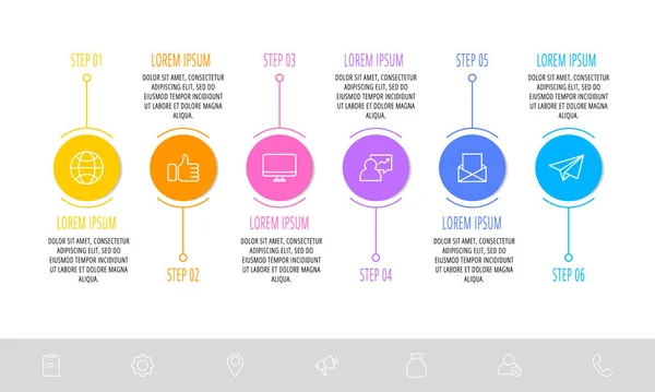 Vector Template Circle Infographics Business Concept Options Parts Six Steps — Stock Vector