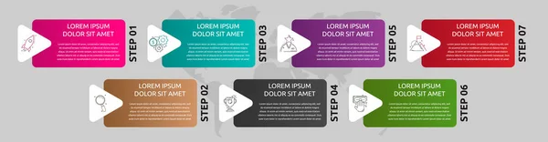 Vektorschablone Form Infografik Geschäftskonzept Mit Pfeilen Und Etiketten Sieben Schritte — Stockvektor