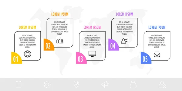 Plantilla Infografías Lineales Diseño Creativo Línea Temporal Ilustración Vectores Negocio — Archivo Imágenes Vectoriales