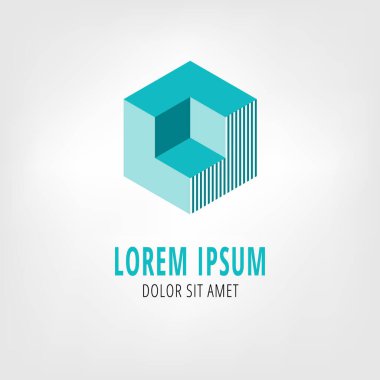 Küp vektör logo şablonu. Soyut izometrik tasarım. Kare şekil