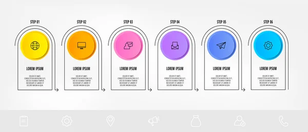 Infográficos Círculo Modelo Vetorial Conceito Negócio Com Opções Rótulos Seis —  Vetores de Stock