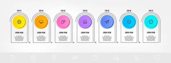 Infográficos Círculo Modelo Vetorial Conceito Negócio Com Opções Rótulos Sete —  Vetores de Stock