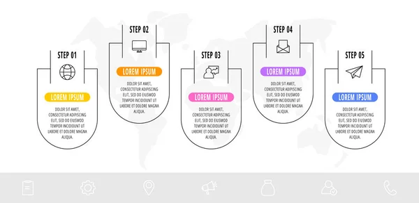 Vector Infographic Labels Icons Template Five Successful Business Options Flat — ストックベクタ