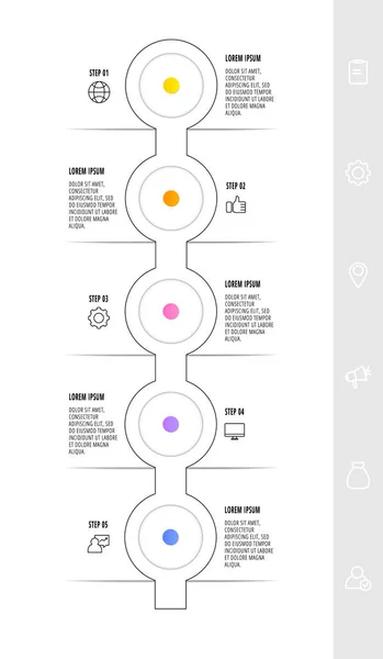 Графический Шажок Пятью Шагами Частями Частями Плоский Векторный Шаблон Использоваться — стоковый вектор