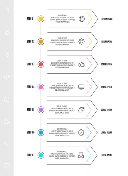 Графические Стрелки Семью Шагами Линейный Вектор Искушения Использован Работы Бизнеса — стоковый вектор
