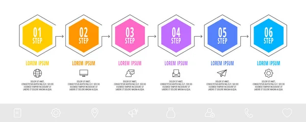 Hexagon Infographic Design Template Options Arrows Бизнес Концепция Векторной Линии — стоковый вектор