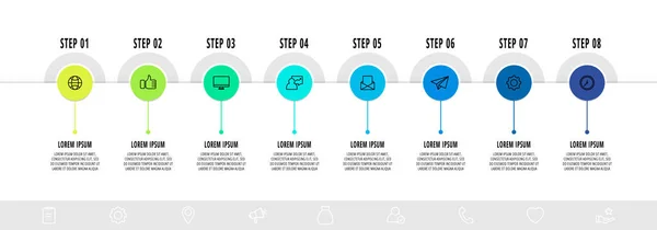 Círculos Infografía Con Pasos Etiquetas Plantilla Vector Línea Puede Ser — Vector de stock