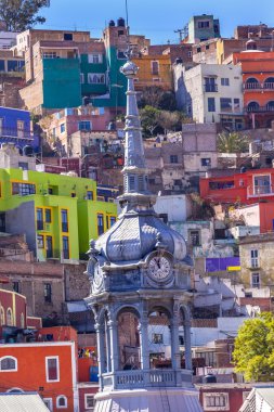 Renkli evler Mercado Hidalgo Guanajuato Meksika Pazar 